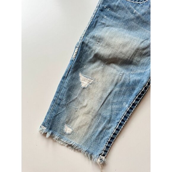 TRUE RELIGION Ricky Cut-Off Super Tee Cotton Denim Bermuda Shorts, Size 28 - Picture 5 of 16